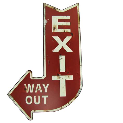 Large Red Exit Way Out Metal Arrow Sign Barhome Theater Wall Decor