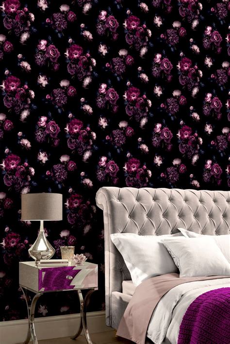 Euphoria Floral By Arthouse Plum Wallpaper Wallpaper Direct