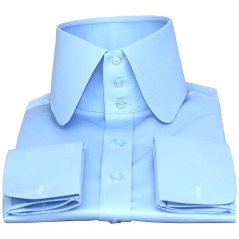 High Collar Shirt Penny Plain Sky Blue 3 Button 100 Italian Etsy