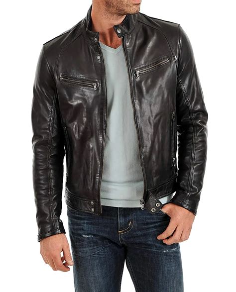 Buy Mens Leather Jacket Bomber Motorcycle Biker Real Lambskin Leather