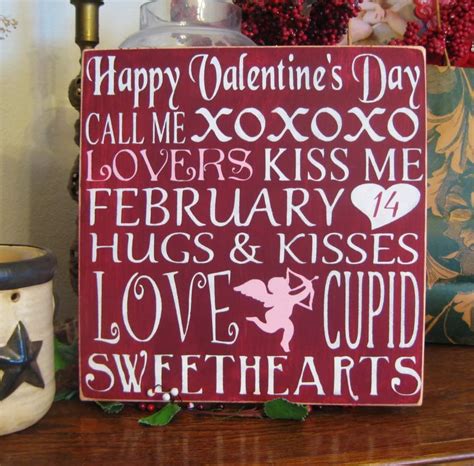 Primitive Valentines Day Sign Cupid Love Heart Subway Art Typography