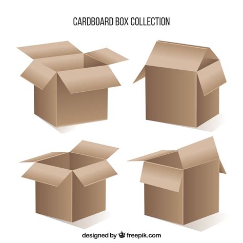 Free Vector Collection Of Cardboard Boxes In Realistic Style