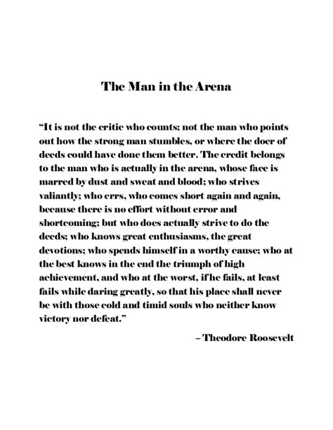 'the man in the arena' how famous quote applies to army leadership. Man In The Arena Teddy Roosevelt Quotes. QuotesGram