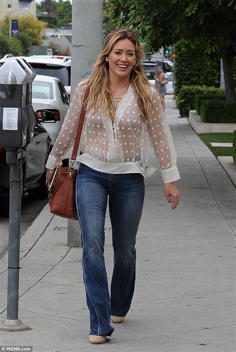Hilary Duff Flashes Her Bra In Flirty See Through Shirt During Outing