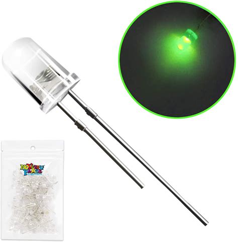 Novelty Place 100 Pcs 5mm Green Led Diode Lights Ultra Bright Clear