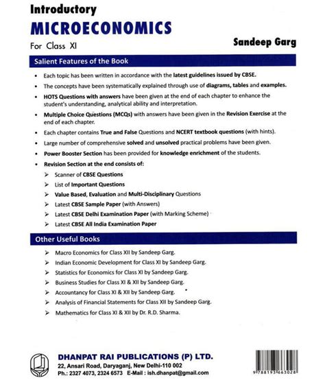 Introductory Microeconomics For Class 11 2018 2019 Session By Sandeep Garg Paperback 2018