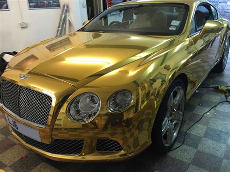 Bentley Gt Chrome Gold Wrapping Cars London