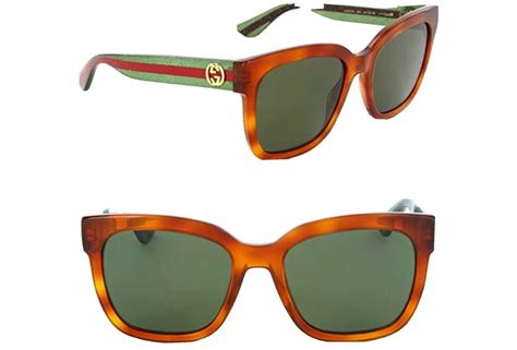 gucci gg0034s 003 havana plastic round sunglasses gre… gem