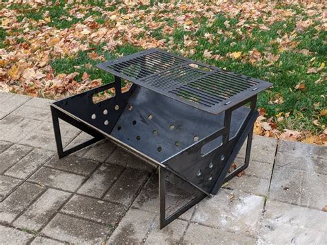 Large Portable Fire Pit 23 Flat Pack With Grill Grate Etsy