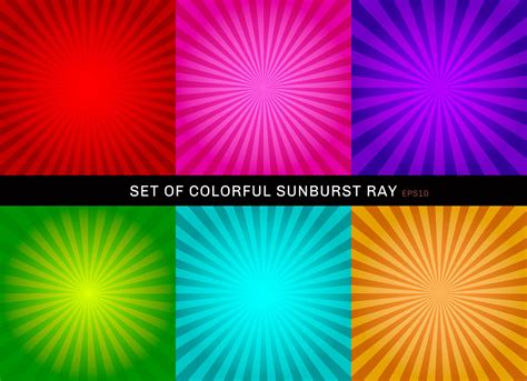 Set Of Retro Shiny Colorful Starburst Background Collection Of