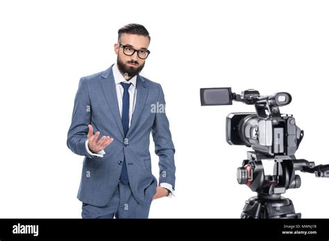 News Reporter In Front Of Tv Camera Hi Res Stock Photography And Images