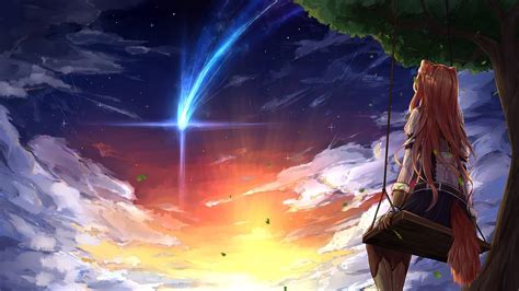 Raphtalia Admires A Comet At Sunset Anime Live Wallpaper 14382