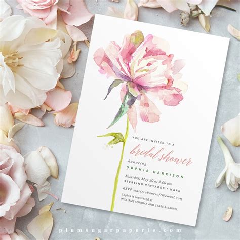 Bridal Shower Invitations With Hand Painted Watercolor Floral Etsy