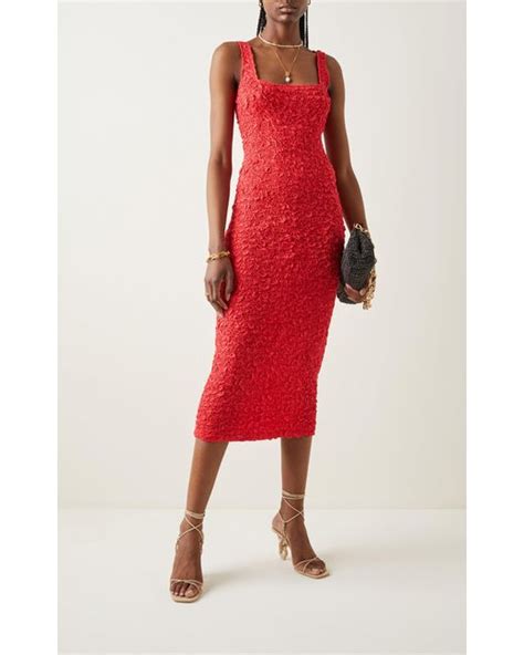 Mara Hoffman Cotton Sloan Smocked Modal Midi Dress In Red Lyst