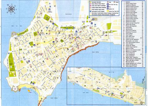 Topografische karte cádiz, höhe, relief. Mapa turístico de la ciudad de Cádiz - Tamaño completo