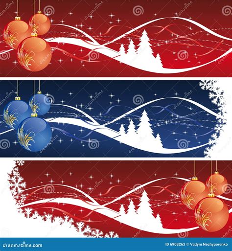 Christmas Decoration Banners Stock Vector Illustration Of Blue Light