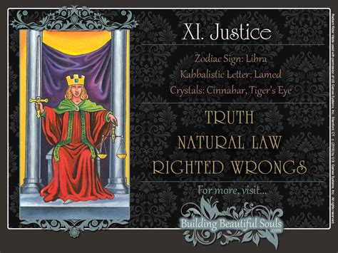 The justice card's prime message is that of accountability. Justice Tarot Card Meanings