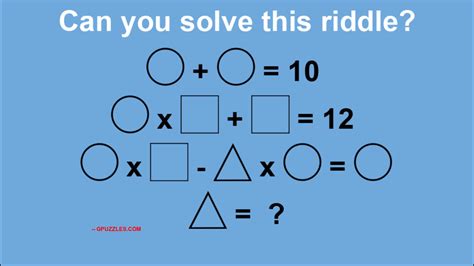 Circle Triangle Square Equation Riddle Genius Puzzles