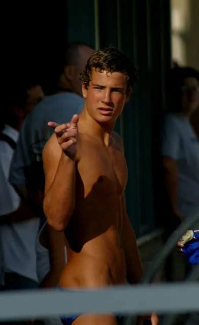 Shirtless Male Hunk Swimmer Jock Athlete Speedo Dude Blonde Guy Photo