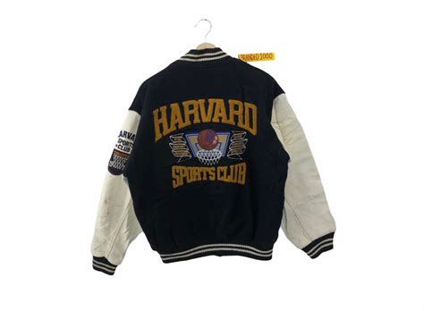 Rare Vintage Harvard Sport Club Varsity Bomber Jacket Etsy