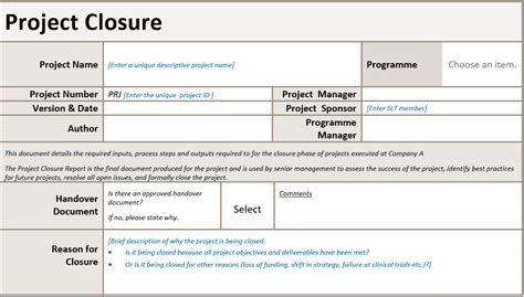 Project Closure Checklist Template
