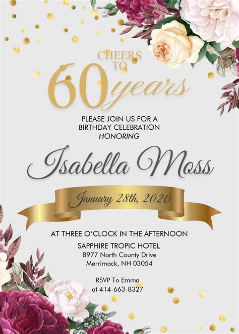 Birthday Invitations For 60th Birthday Free Printables
