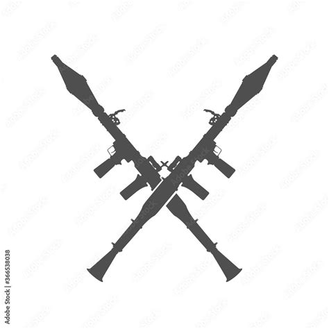 Crossed Rpg Rocket Launcher Vector Illustration Silhouette Icon Stock