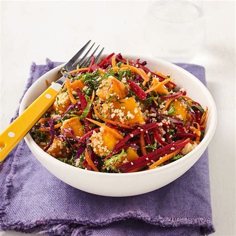 Pumpkin, couscous & chickpeas salad is a complete meal in itself! Roasted pumpkin, kale and couscous salad | Healthy Recipe ...