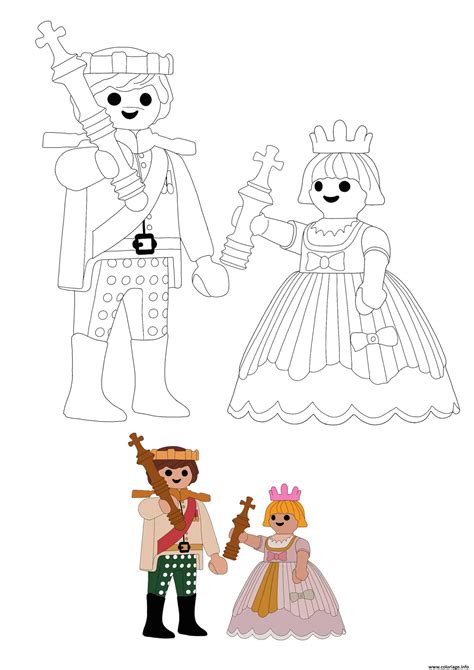 Coloriage Playmobil Prince And Princesse Jecolorie Com