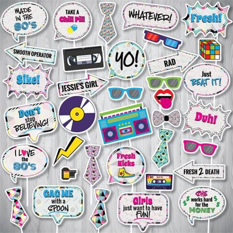 80s Party Printable Photo Booth Props 80s Photo Booth Props Nstant