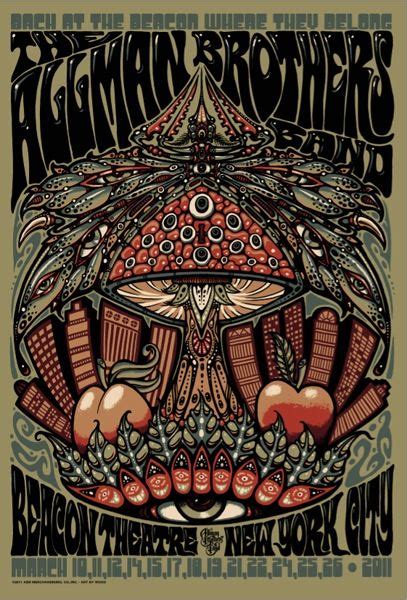 Allman Brothers Band Poster Concert Poster Art Concert Posters Band