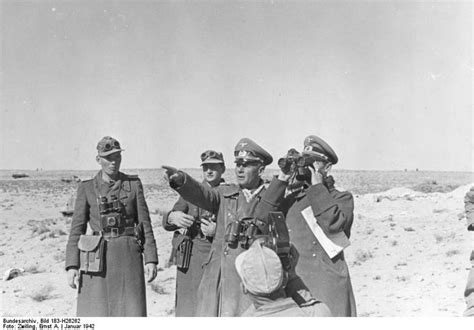 Marshal Rommel And Staff Officers Review The Battlefield Libyan Desert