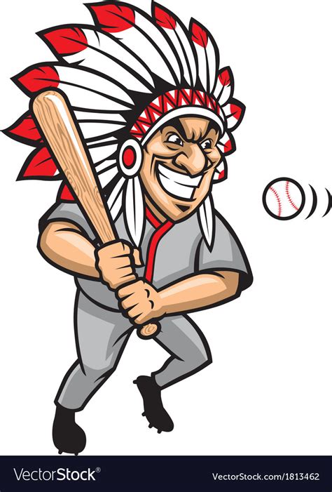 Indian Chief Baseball Mascot Royalty Free Vector Image