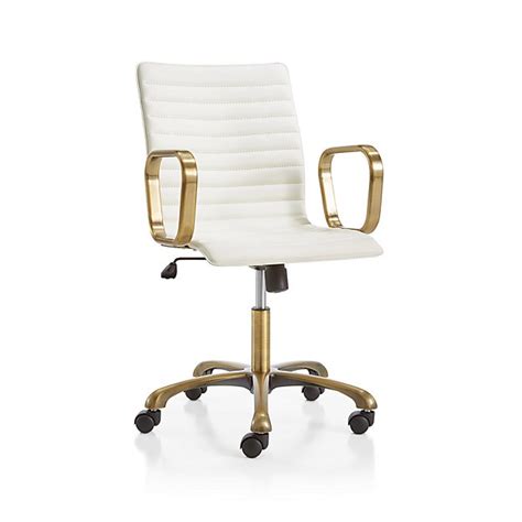 Ripple Ivory Leather Office Chair With Brass Frame Reviews Crate