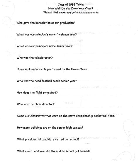 Class Reunion Trivia Quiz Created By The Riverview Gardens 1993