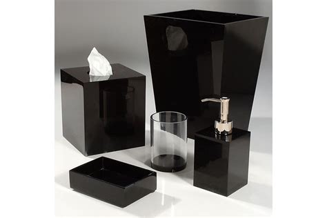 Soft ribbed texture in classic black adds a bit of shop dyed alabaster bath accessories online at bloomingdales.com. Black Lacquer Bathroom Accessories Set
