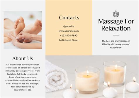 ad of massage for relaxation online brochure tri fold template vistacreate