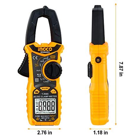 Ingco Auto Ranging Digital Clamp Meter Trms 6000 Counts Measures Acdc