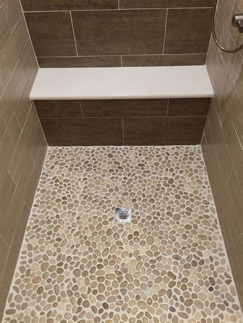Glazed Java Tan Pebble Tile Bathroom Remodel Shower Shower Pan Tile