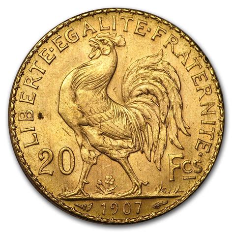 Buy 1907 France Gold 20 Francs Rooster Bu Apmex