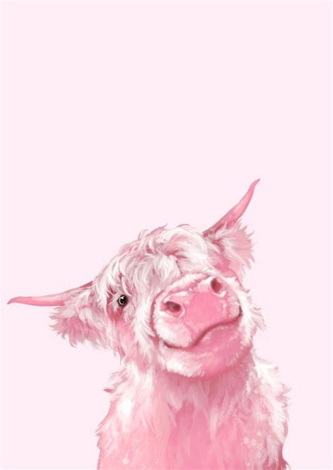 Highland Cow Pink Throw Pillow By Big Nose Work