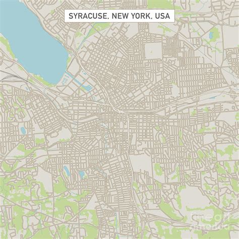 Syracuse New York Us City Street Map Digital Art By Frank Ramspott Pixels