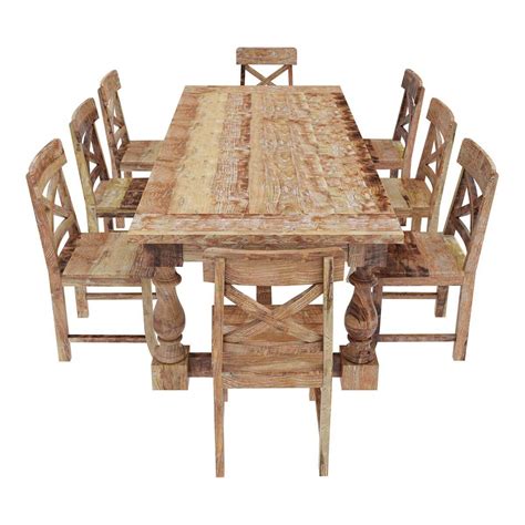 Find the dining room table and chair set that fits both your lifestyle and budget. Britain Rustic Teak Wood Trestle Base 11 Piece Dining Room Set