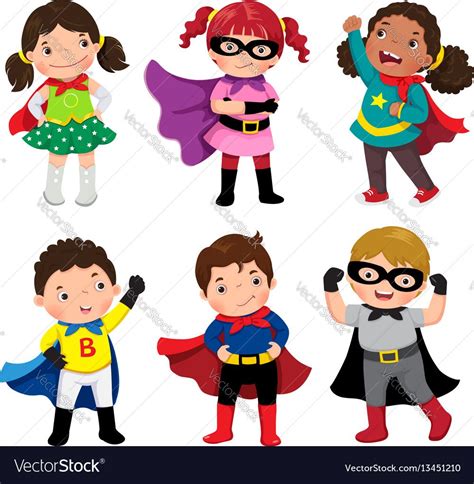 Boys And Girls In Superhero Costumes On White Background Download A