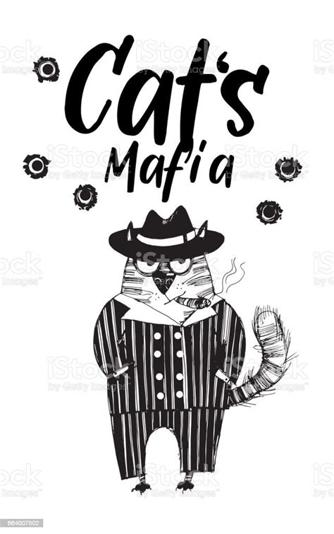 Cat Mafia Stock Illustration Download Image Now Cartoon Casual
