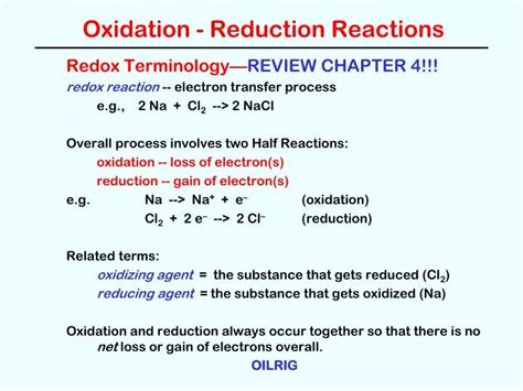 Ppt Oxidation Reduction Reactions Powerpoint Presentation Free Cdb