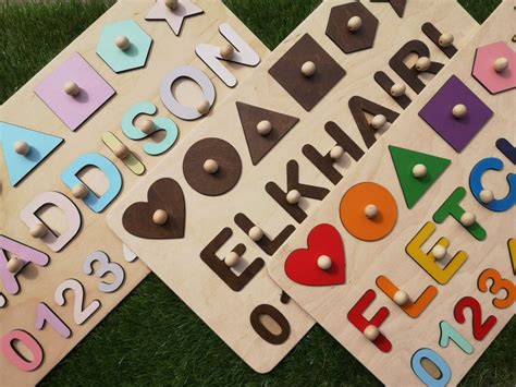 Personalized Baby Puzzle Name Puzzle With Pegs Busy Puzzle Etsy