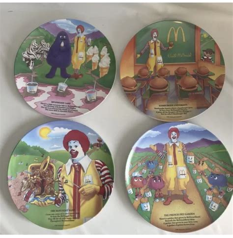 Vintage 1989 Ronald Mcdonalds 9 Collector Plates Set Of 4 Hamburger