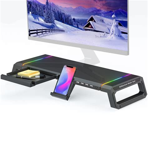 Buy Moojay Monitor Stand For Desk Rgb Gaming Lights With 4 Usb 20