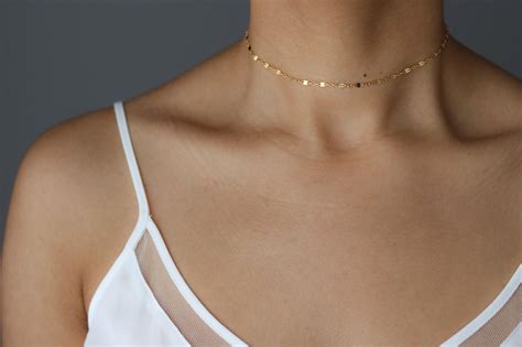 Dainty Gold Choker Necklace Gold Chain Choker Delicate Etsy Gold